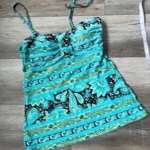 Croft & Barrow swimsuit size 10 aqua, blk & green swim top